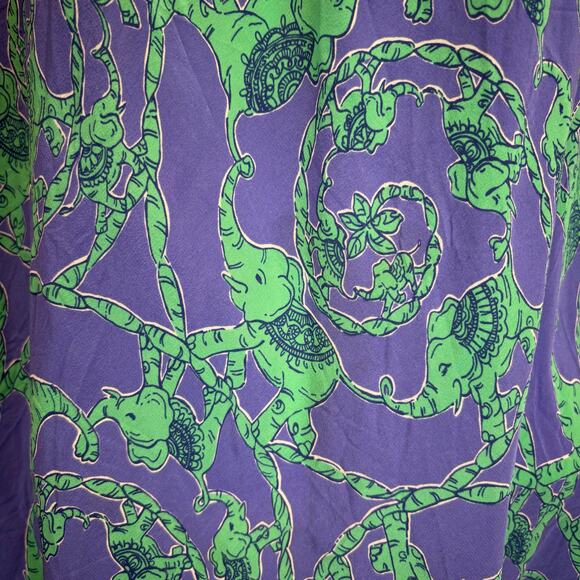 100% Silk XS Lilly Pulitzer Cabana chain halter Iris blue loopy elephants - Picture 7 of 8
